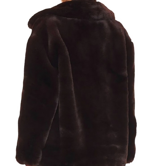 Blank NYC Faux Fur Coat In Americano. - Picture 7 of 9